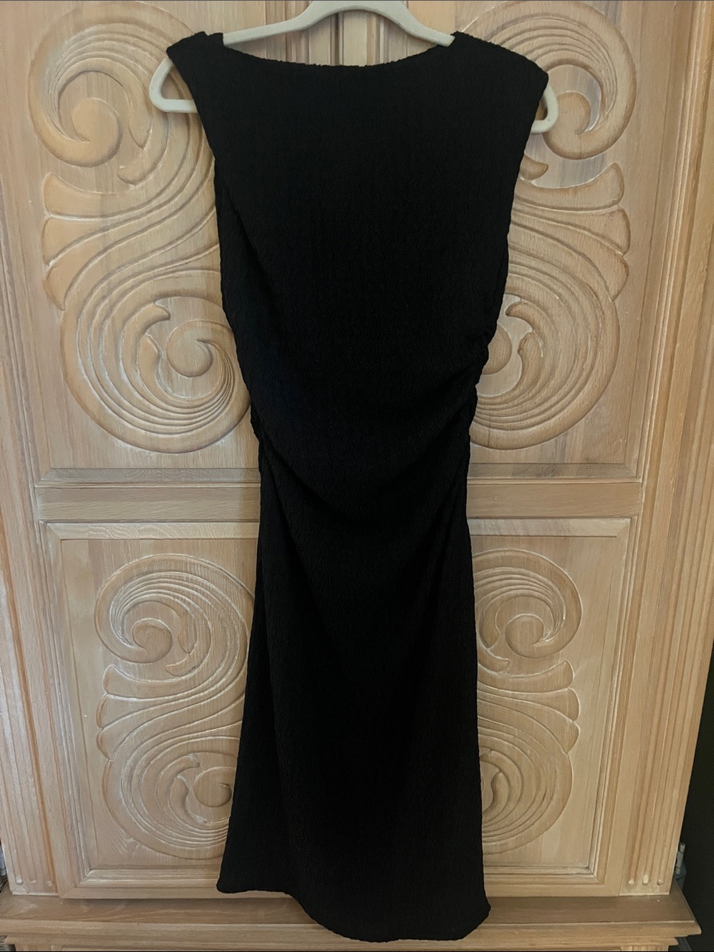 H&M Black Midi Sleeveless Ruched Dress